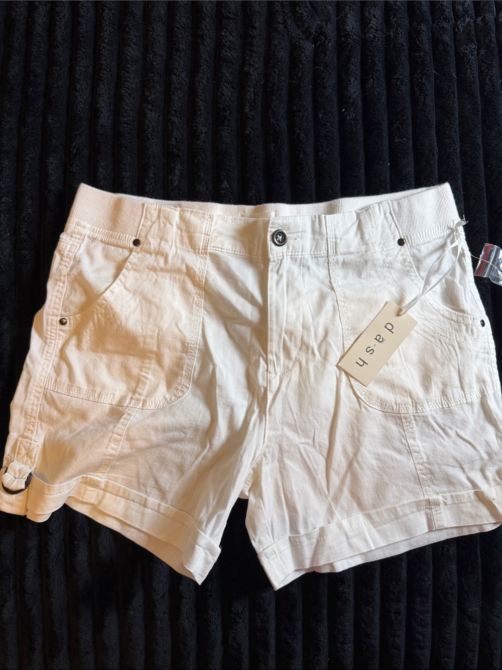 daisy White Cargo Shorts with Utility Pockets